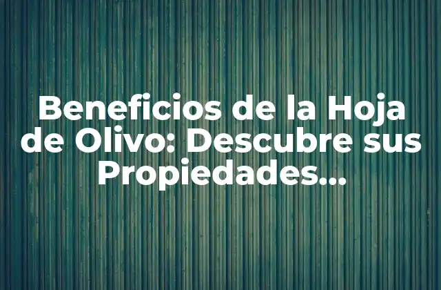 Beneficios de la Hoja de Olivo: Descubre Sus Propiedades Milagrosas