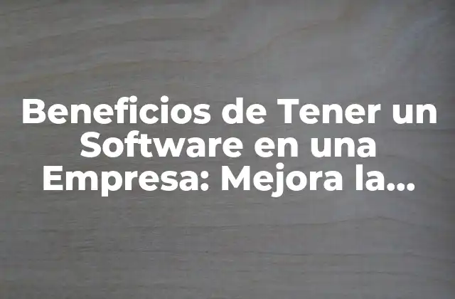 Beneficios de Tener un Software en una Empresa: Mejora la Eficiencia y la Productividad