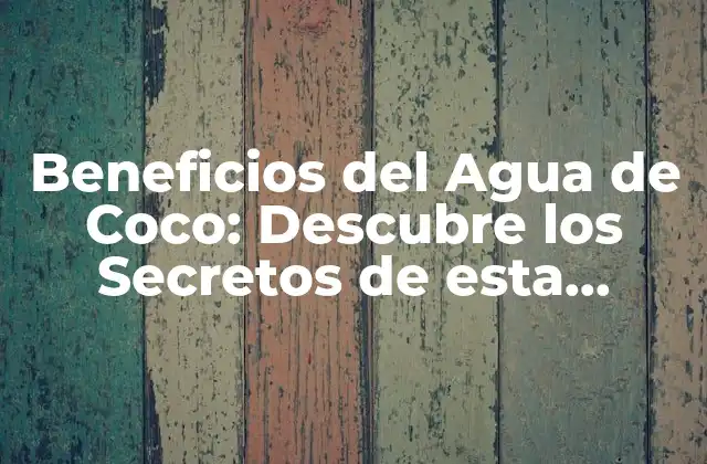 Beneficios Del Agua de Coco: Descubre los Secretos de Esta Bebida Natural