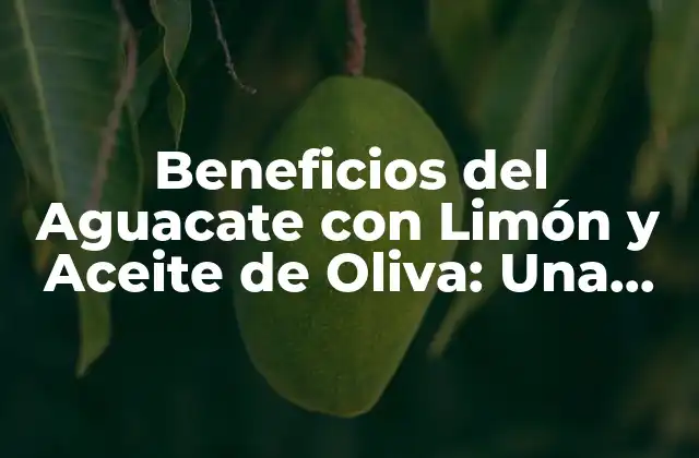 Beneficios Del Aguacate con Limón y Aceite de Oliva: una Combinación Saludable