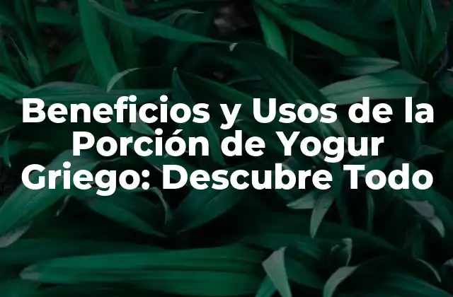 Beneficios y Usos de la Porción de Yogur Griego: Descubre Todo