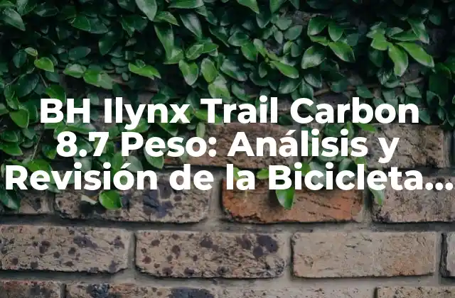 Bh Ilynx Trail Carbon 8.7 Peso: Análisis y Revisión de la Bicicleta de Montaña