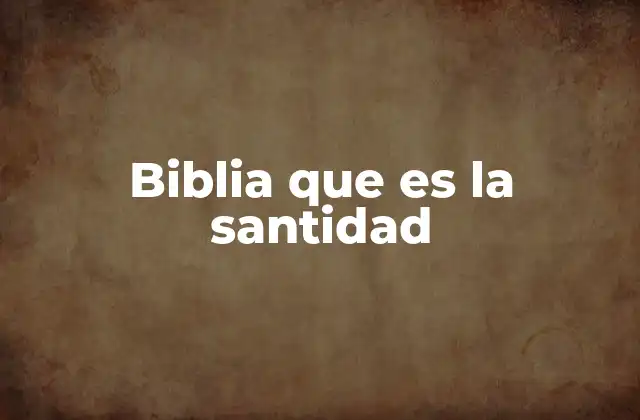 Biblia que es la Santidad 2 La vida de santidad como reflejo de Dios