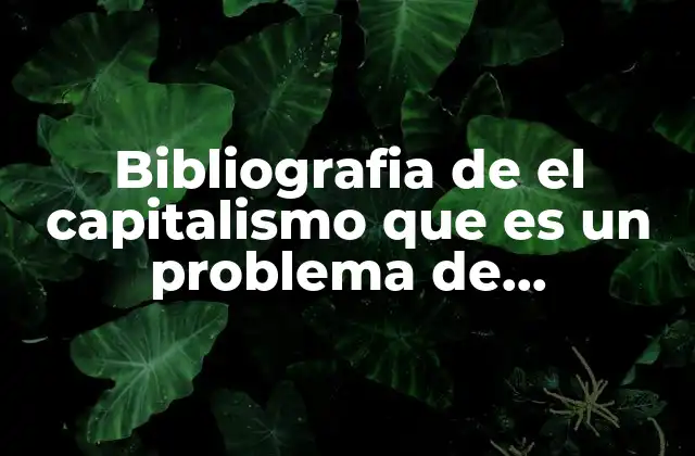 Bibliografia de el Capitalismo que es un Problema de Conceptualizacion