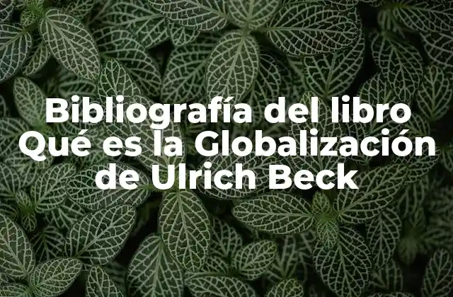 Bibliografía Del Libro Qué es la Globalización de Ulrich Beck