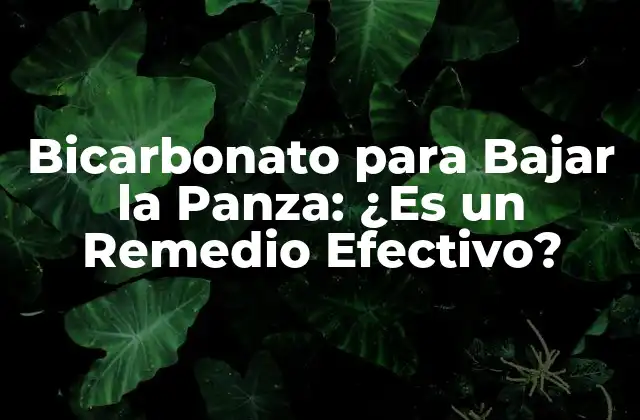 ¿Cómo Funciona el Bicarbonato para Reducir la Panza?
