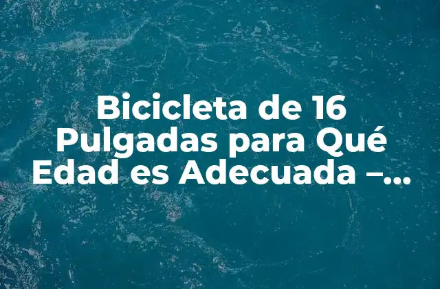 Bicicleta de 16 Pulgadas para Qué Edad es Adecuada – Guía Completa