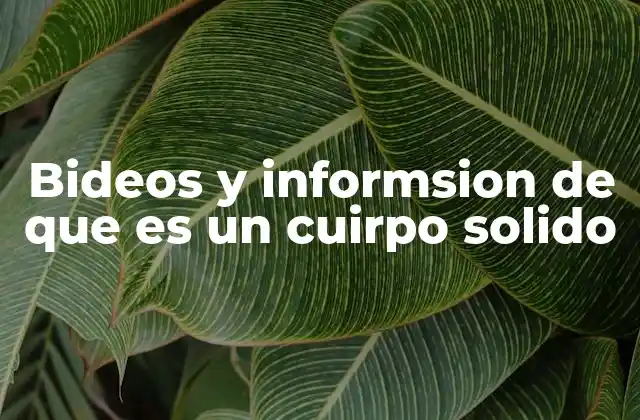 Bideos y Informsion de que es un Cuirpo Solido