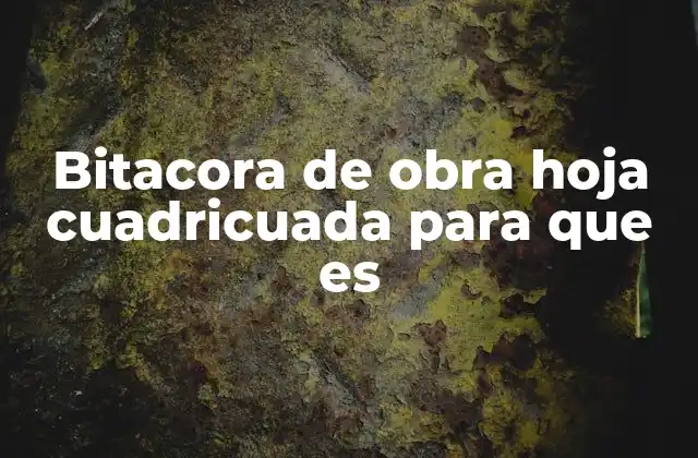 Bitacora de Obra Hoja Cuadricuada para que es