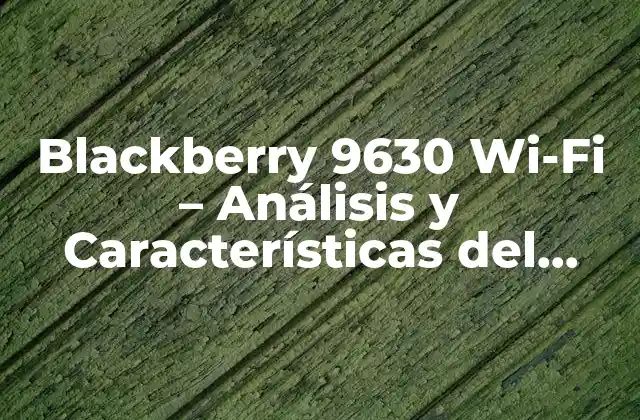 Blackberry 9630 Wi-fi – Análisis y Características Del Teléfono Inteligente