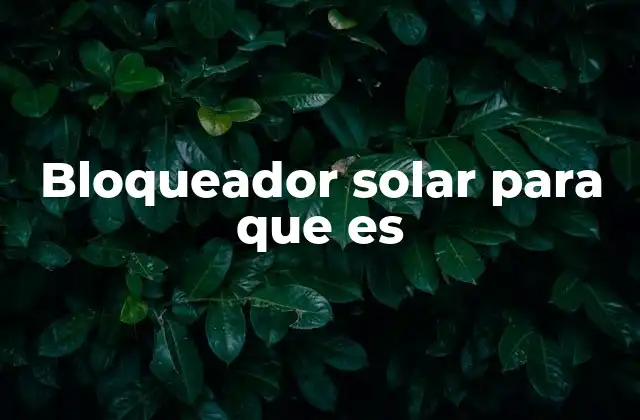 Bloqueador Solar para que es