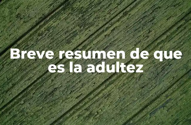 Breve Resumen de que es la Adultez