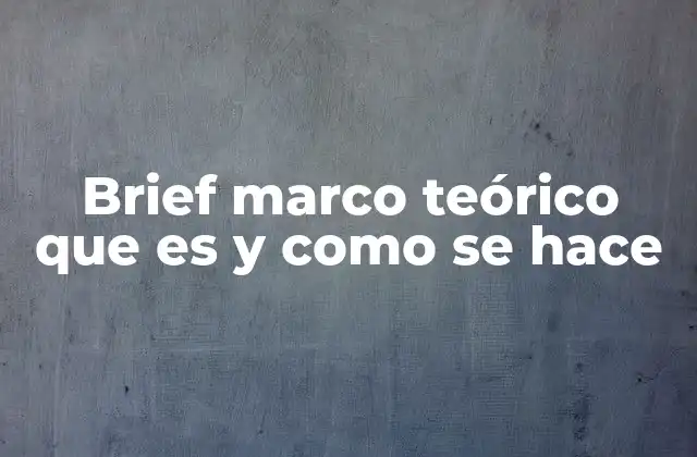 Brief Marco Teórico que es y como Se Hace