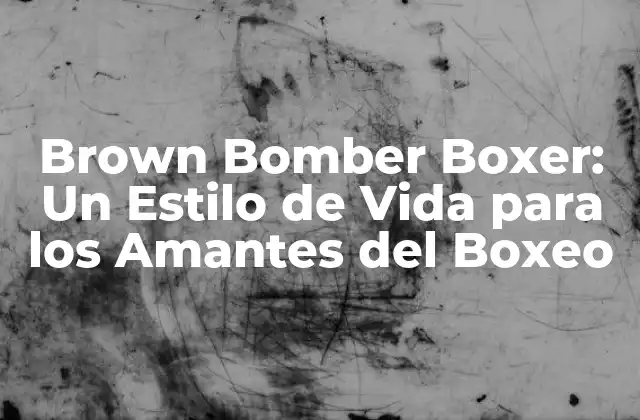 Brown Bomber Boxer: un Estilo de Vida para los Amantes Del Boxeo