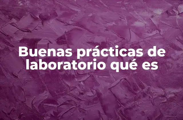Buenas Prácticas de Laboratorio Qué es 2 La importancia de una estructura organizada en el laboratorio