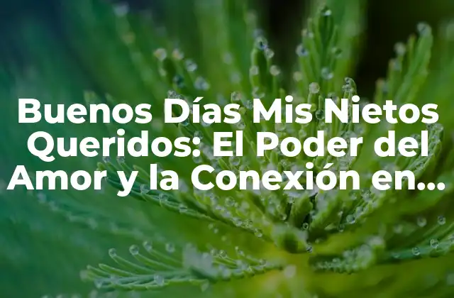 Buenos Días Mis Nietos Queridos: el Poder Del Amor y la Conexión en la Familia