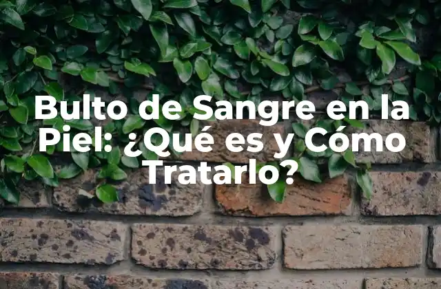 Bulto de Sangre en la Piel: ¿qué es y Cómo Tratarlo?