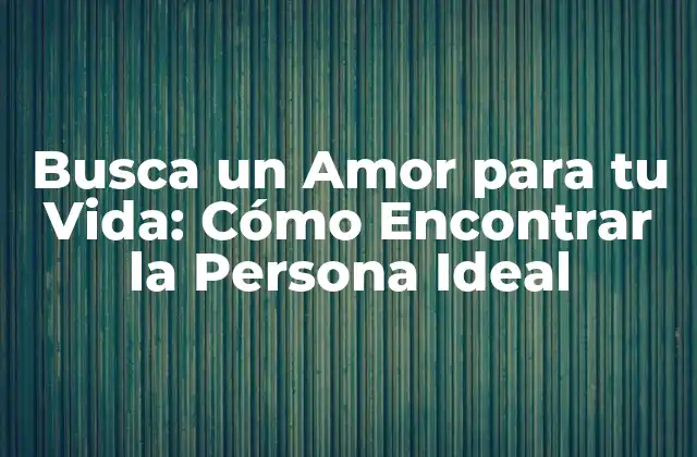 Busca un Amor para Tu Vida: Cómo Encontrar la Persona Ideal