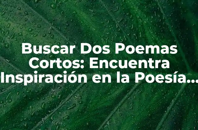 Buscar Dos Poemas Cortos: Encuentra Inspiración en la Poesía Breve