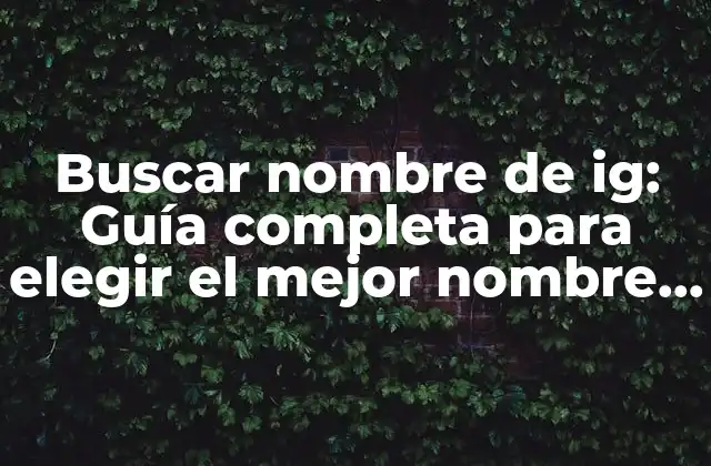Buscar Nombre de Ig: Guía Completa para Elegir el Mejor Nombre para Tu Cuenta de Instagram