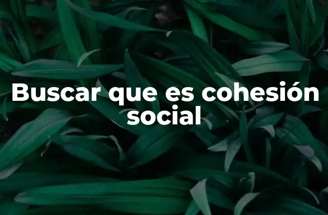 Buscar que es Cohesión Social