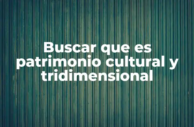 Buscar que es Patrimonio Cultural y Tridimensional