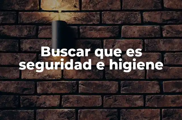 Buscar que es Seguridad e Higiene