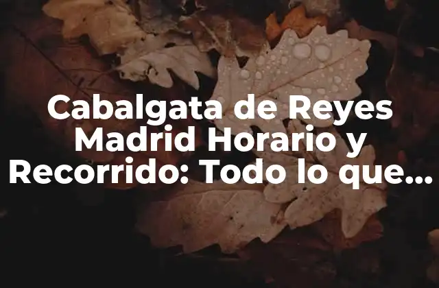 Cabalgata de Reyes Madrid Horario y Recorrido: Todo Lo que Necesitas Saber