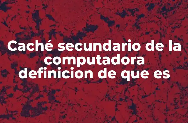 Caché Secundario de la Computadora Definicion de que es