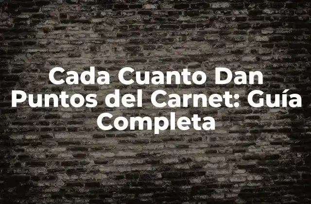 Cada Cuanto Dan Puntos Del Carnet: Guía Completa
