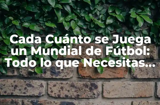Cada Cuánto Se Juega un Mundial de Fútbol: Todo Lo que Necesitas Saber
