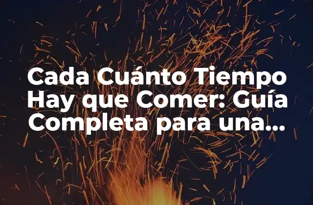 Cada Cuánto Tiempo Hay que Comer: Guía Completa para una Alimentación Saludable