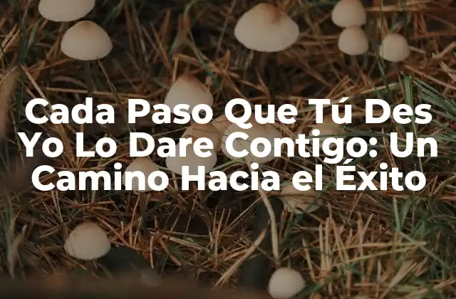 Cada Paso que Tú Des Yo Lo Dare Contigo: un Camino hacia el Éxito