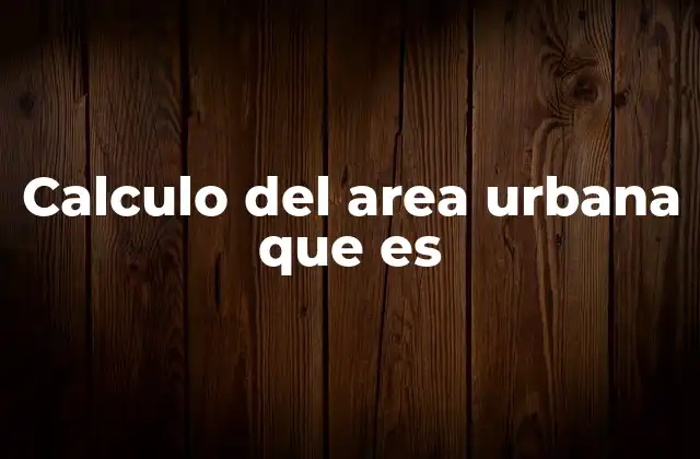 Calculo Del Area Urbana que es