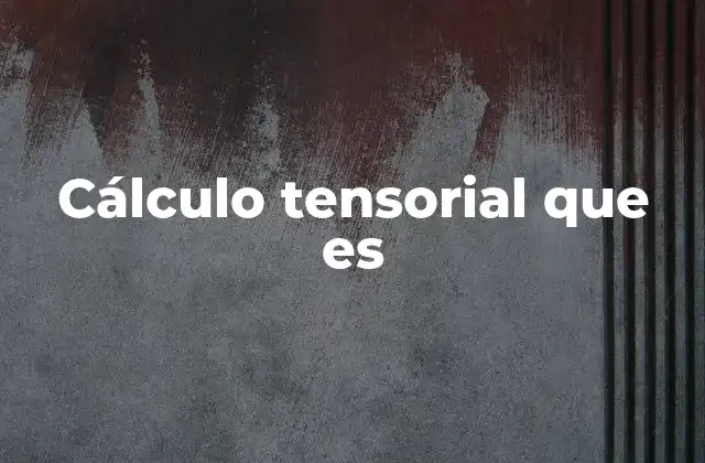 Cálculo Tensorial que es