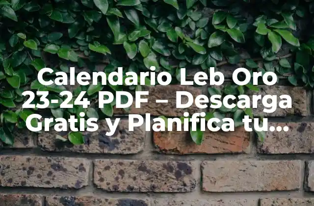 Calendario Leb Oro 23-24 Pdf – Descarga Gratis y Planifica Tu Tiempo
