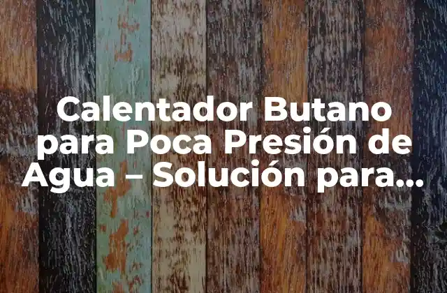 Calentador Butano para Poca Presión de Agua – Solución para Su Hogar