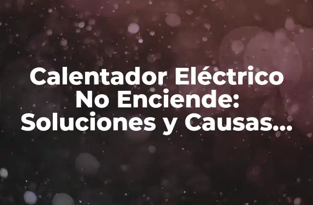 Calentador Eléctrico No Enciende: Soluciones y Causas Comunes