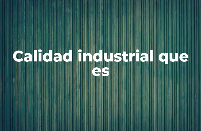 Calidad Industrial que es