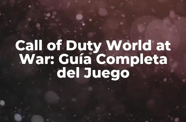 Call Of Duty World At War: Guía Completa Del Juego