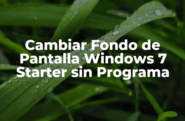 Cambiar Fondo de Pantalla Windows 7 Starter sin Programa