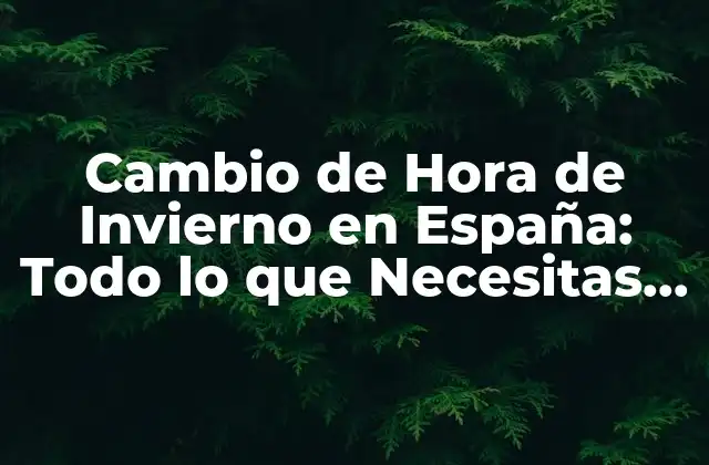 Cambio de Hora de Invierno en España: Todo Lo que Necesitas Saber