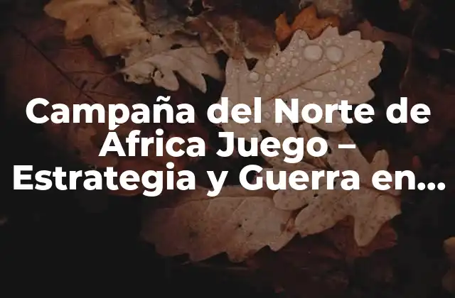 Campaña Del Norte de África Juego – Estrategia y Guerra en el Desierto