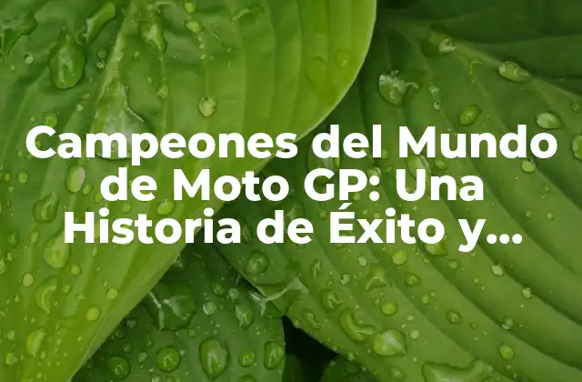 Campeones Del Mundo de Moto Gp: una Historia de Éxito y Velocidad