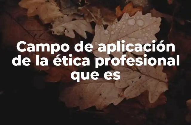 Campo de Aplicación de la Ética Profesional que es