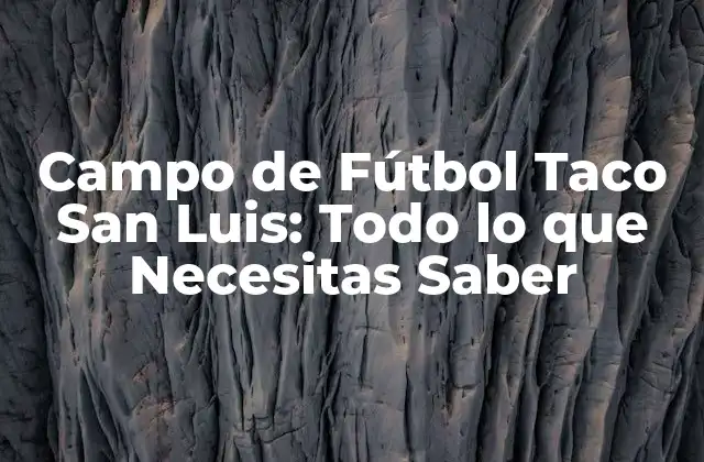 Campo de Fútbol Taco San Luis: Todo Lo que Necesitas Saber
