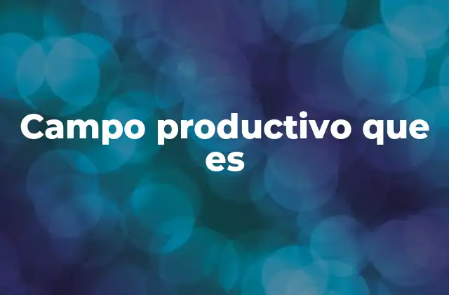 Campo Productivo que es