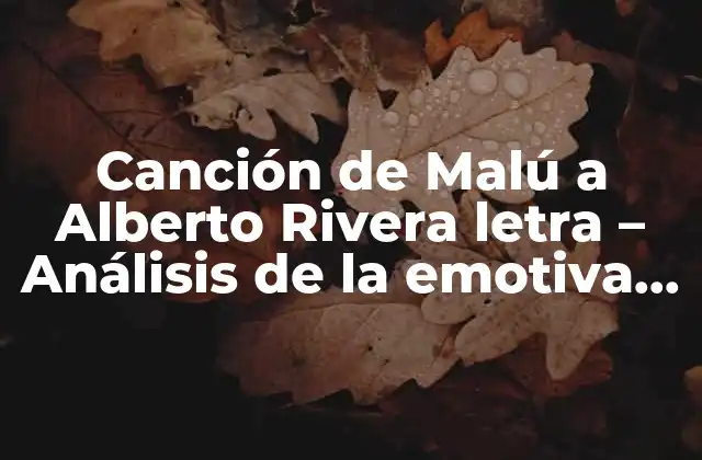 Canción de Malú a Alberto Rivera Letra – Análisis de la Emotiva Balada