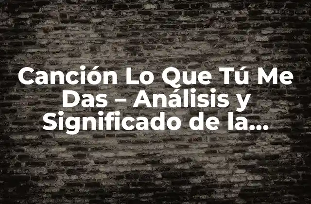 Canción Lo que Tú Me Das – Análisis y Significado de la Popular Canción de Alejandro Sanz