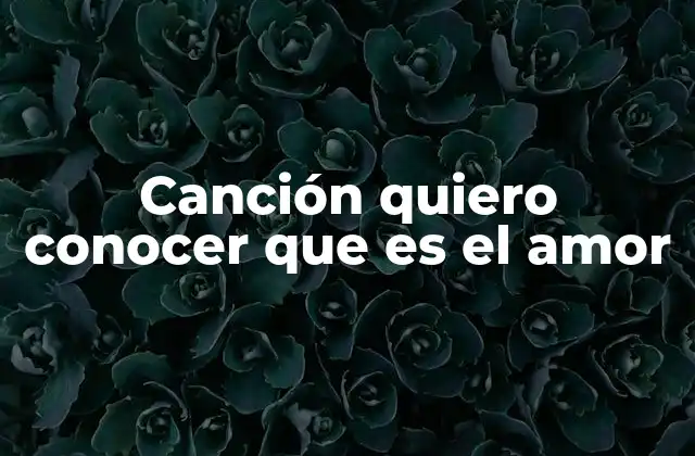 Canción Quiero Conocer que es el Amor